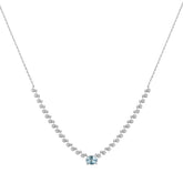 Shine Silver Necklace, White Rhodium, Natural Blue Topaz + Earth Gift